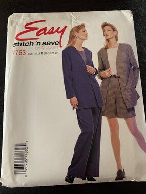 McCall's Misses Coat Shirt Pant Skirt Short Sewing Pattern Size 16 18 20 22 7763